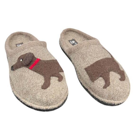 Haflinger Women’s Brown Wool Doggy Dog Mule Slippers Size 41 US 10 - Picture 5 of 11